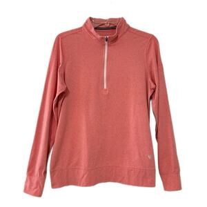 Straight Down Golf Pullover Shirt Quarter Zip Mens Size L Orange Long Sleeve